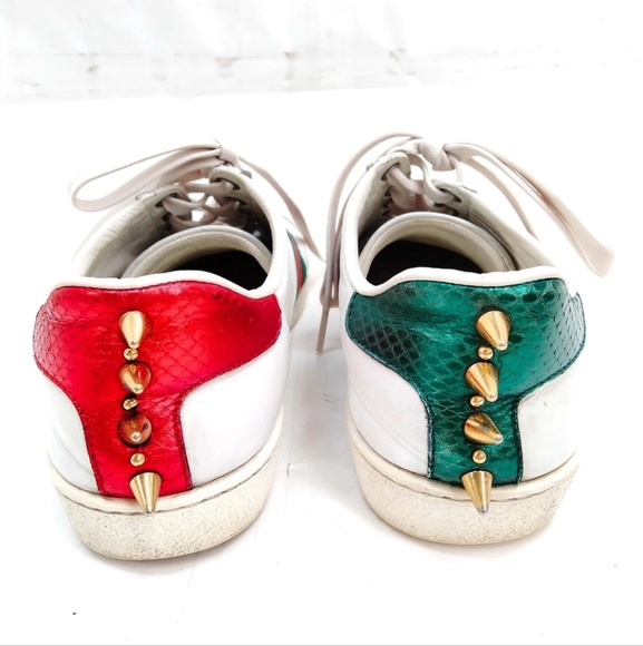 Gucci Sneakers Leather Ace Sherry Line Pearl Studs Size 36.5 - Picture 5 of 11